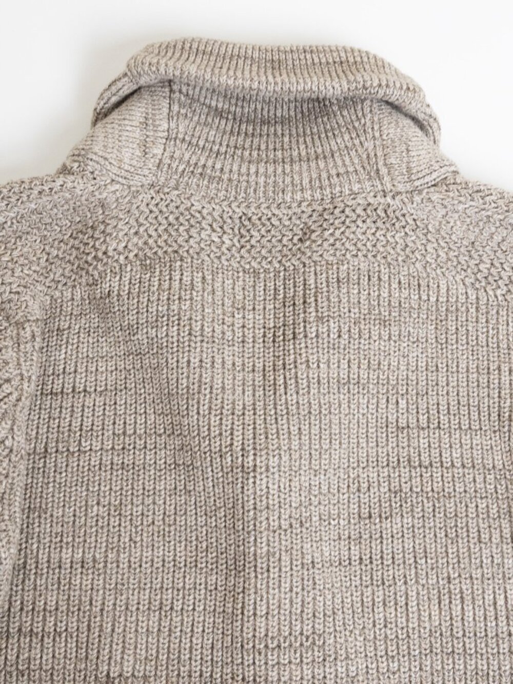 Polo Ralph Lauren Chunky Shawl Collar Cardigan Oatmeal Beige Cotton Knit L - Picture 10 of 13